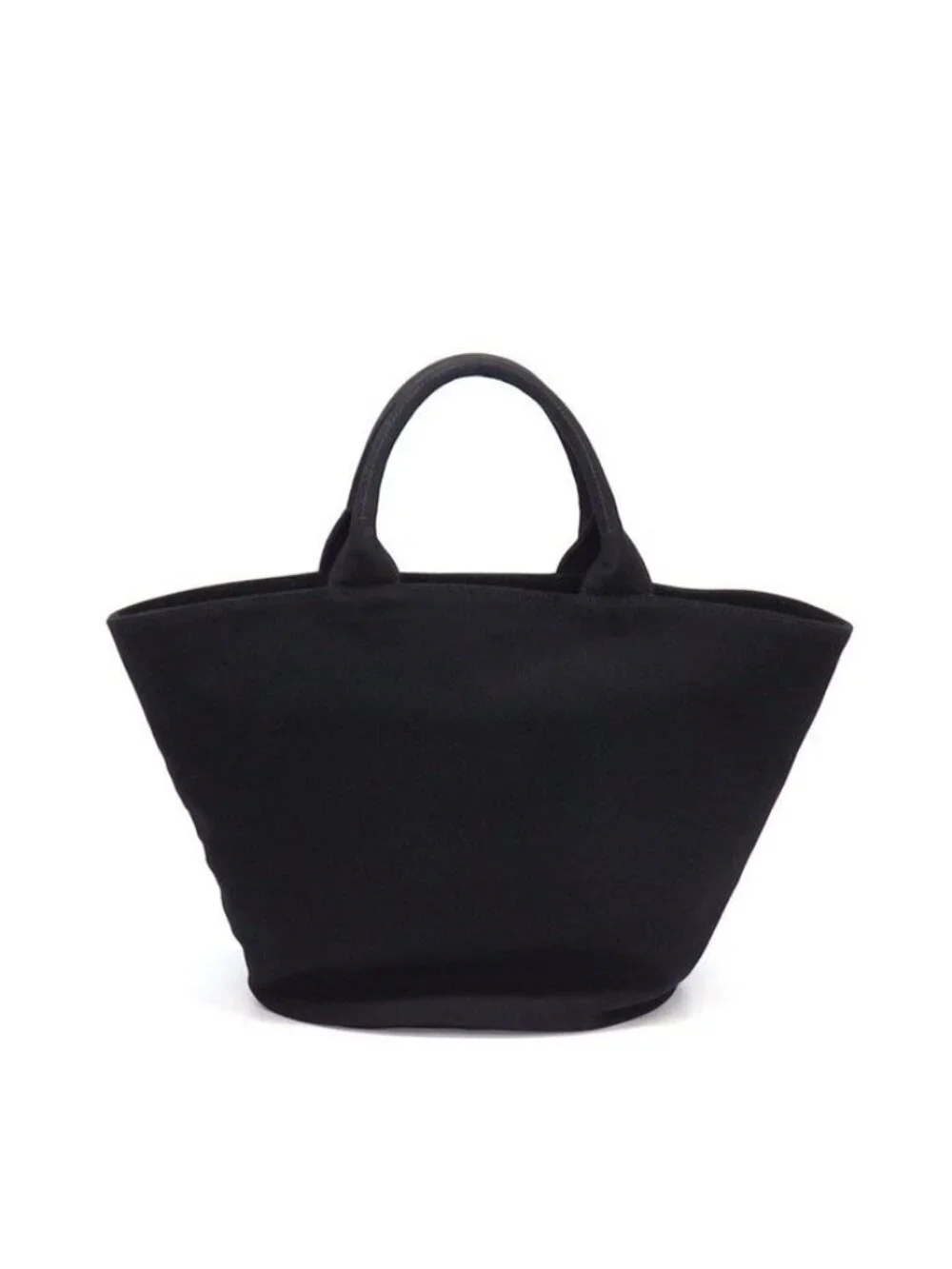 Prada Tote Canapa Bucket Bag Black Canvas Leather Silver